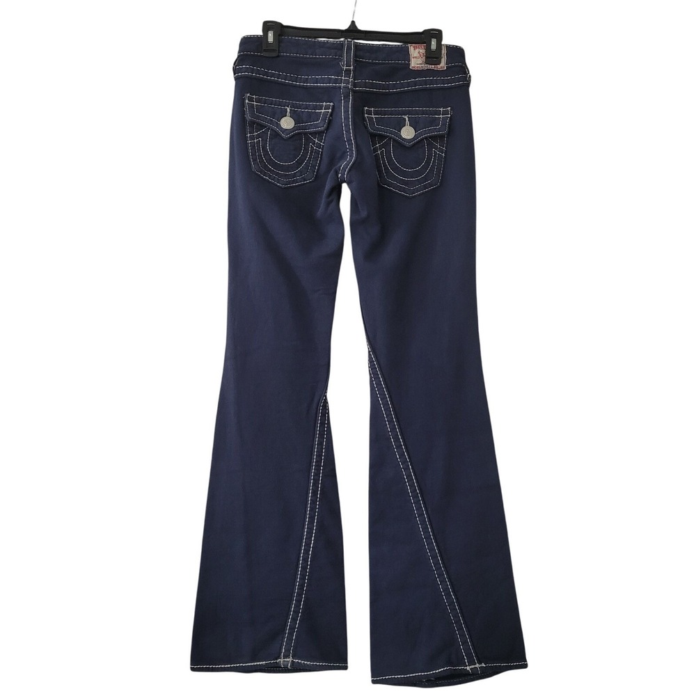 Vtg‎ Y2K True Religion Disco Joey Big T Sweat Pant Jeans Sz 28 Flare Stretch USA